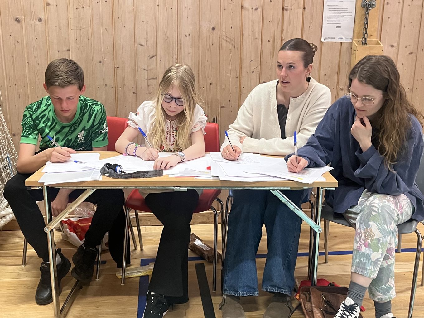en gruppe mennesker som sitter ved et bord